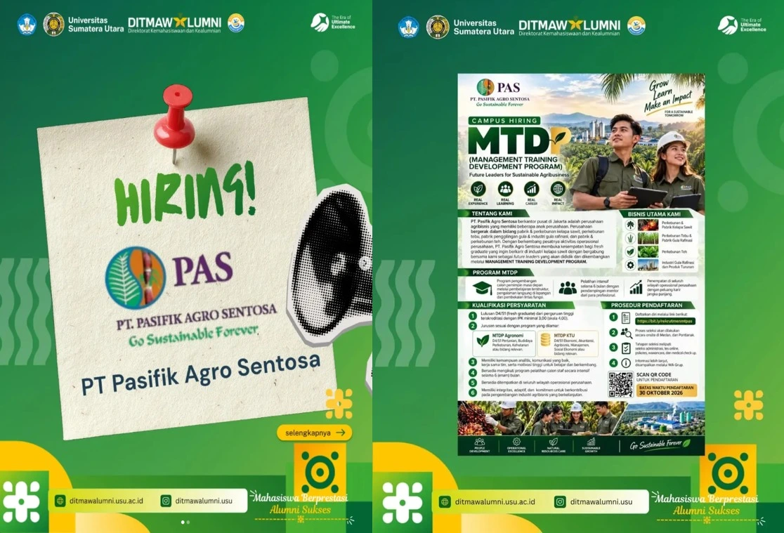 PT. Pasifik Agro Sentosa membuka Management Training Development Program